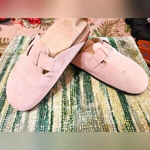 - White Mountain-  Light Pink Suede Clogs with Super Soft Faux Shearling L…